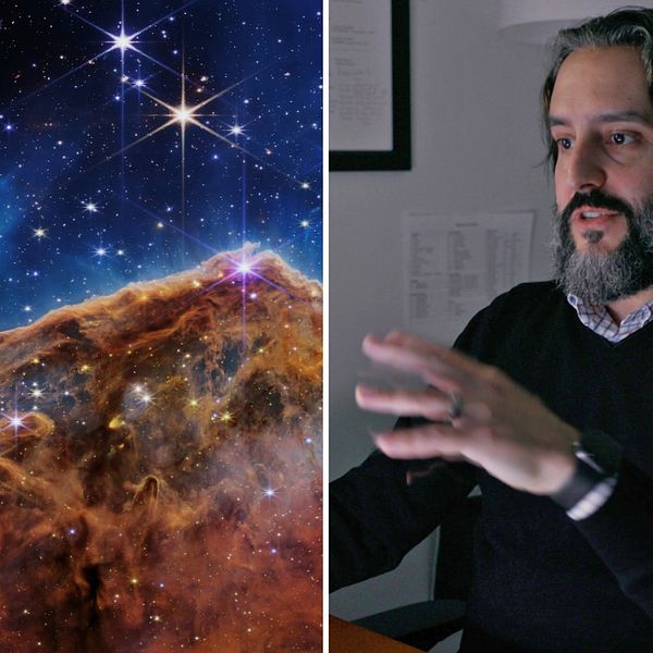 Joseph Depasquale som är bildbehandlare på Space Telescope Science Institute visar hur han färglägger bilder från James Webb-teleskopet