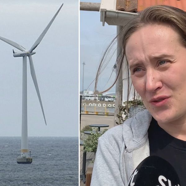 Hanna Johansson, som är ansvarig för en restaurang i Varbergs hamn, tror att vindkraftsparkerna kommer skapa debatt.