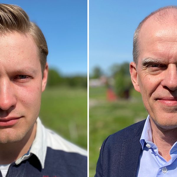 Adam Johansson (M) och Ingemar Kihlström (KD) tittar in i kameran.