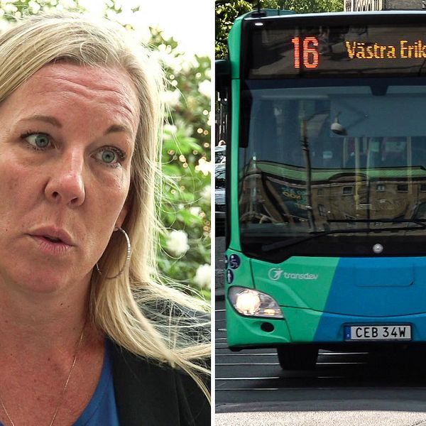 Malin Linekrans, avdelningschef för kundservice på Västtrafik, buss 16 vid Domkyrkan