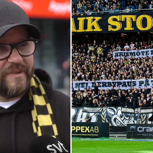 AIK-supportern Simon Bergström är inte orolig, trots kaosscenerna i derbyt.