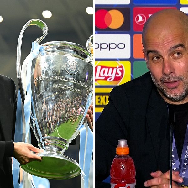 Pep Guardiola skickade en passning till Real Madrid efter första CL-titeln med Manchester City.