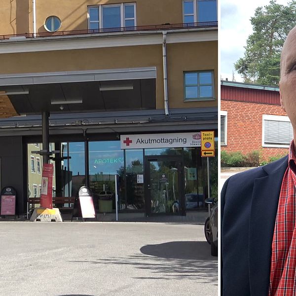 Bilden är delad i två. Den vänstra bilden är en bild på entré 1 och entré till akutmottagningen på Kullbergska sjukhuset i Karineholm. Den högra bilden är en porträttbild på Ova Hammarling sektionschef på Migrationsverkets förvar i Flen.