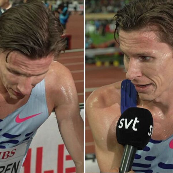 Andreas Almgren besviken efter det avbrutna 5 000-metersloppet.