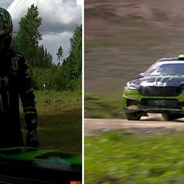 Oliver Solberg tvingades bryta när han ledde VM-rallyt i Estland.