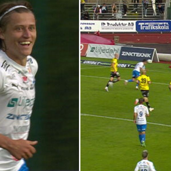 Simon Thern blev stor hjälte mot Häcken med sitt första allsvenska mål för Värnamo.