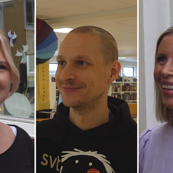 Splitbild på tre lindesbergare, en kille och två tjejer