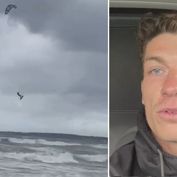 Kitesurfaren Per Pertoft från Ängelholm slog rekord när han hoppade 27,6 meter upp luften i Skälderviken.