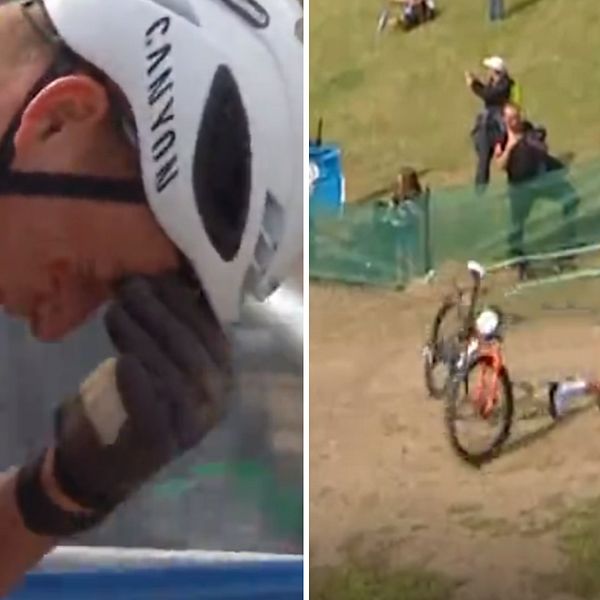 Mathieu van der Poel kraschar – lämnar VM blodig.