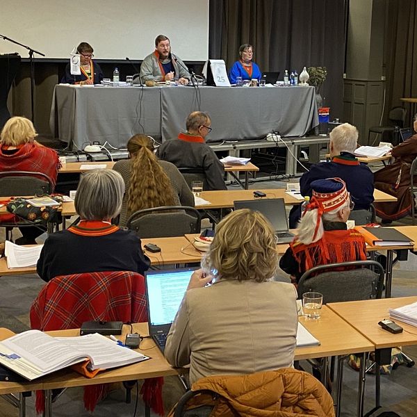 översiktsbild över Sametingets plenum i Arvdsjaur
