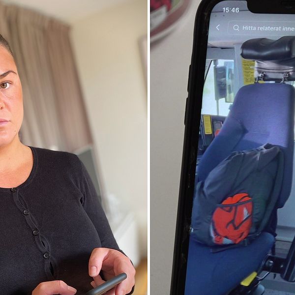 Till vänster en bild på Alina, till höger visas en skärmbild på en telefon som visar tiktok-klippet från hytten.