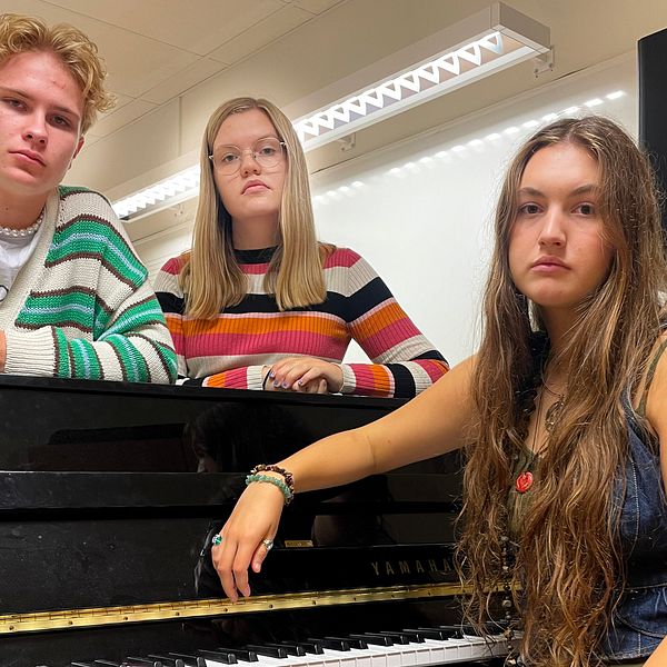 Melker Elvstrand, Alma Olsson och Josefin Arnell går musiklinjen på De Geergymnasiet i Norrköping.