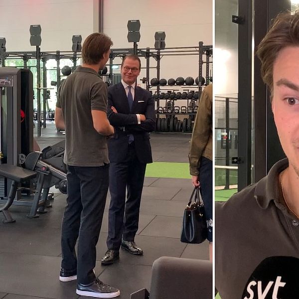 Emil Göhlin fick besök av prins Daniel på gymmet i Gnosjö SVT Nyheter