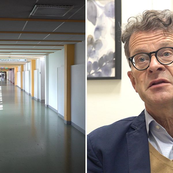 Sjukhuskorridor till vänster, man i glasögon till höger. Han heter Ulf Granath