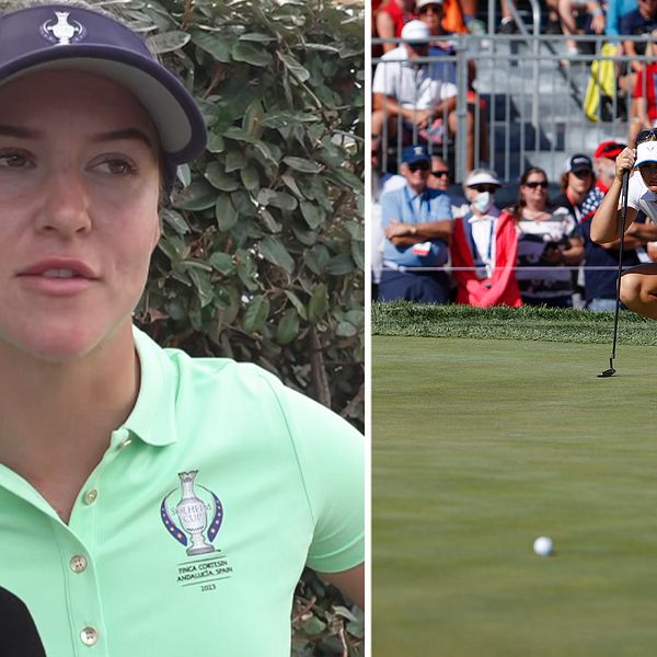 Linn Grant, till vänster, är en av fem svenskor i Europa-laget i Solheim Cup.