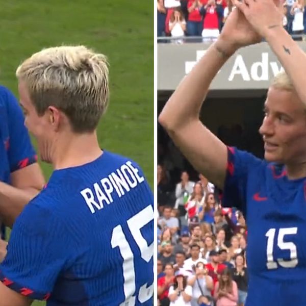 Megan Rapinoe tackades av i hennes sista landskamp för USA.