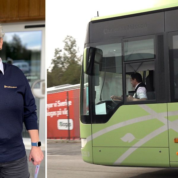 Michaela Svensson och buss.