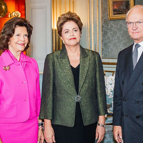 Brasiliens president Dilma Rousseff träffade kungaparet under besöket i Sverige.