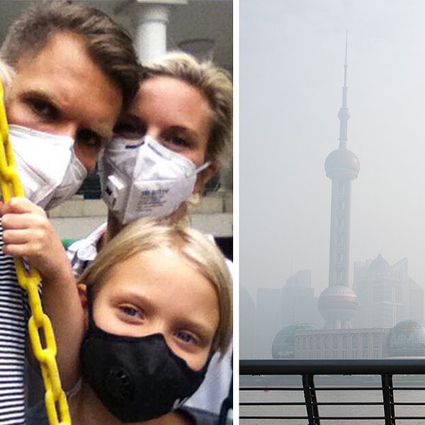 På grund av den dåliga luften i Shanghai tvingas Bruno, Rasmus, Linda och Molly Rantil använda munskydd. ”En riktig bra dag här är som en dålig dag på Hornsgatan i Stockholm”, säger Rasmus Rantil.