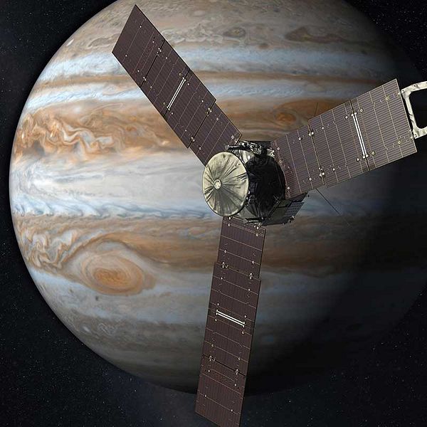 NASA:s rymdsond Juno når planeten Jupiter i juli 2016. (Bilden visar en animering av hur det kan kan komma att se ut då.)