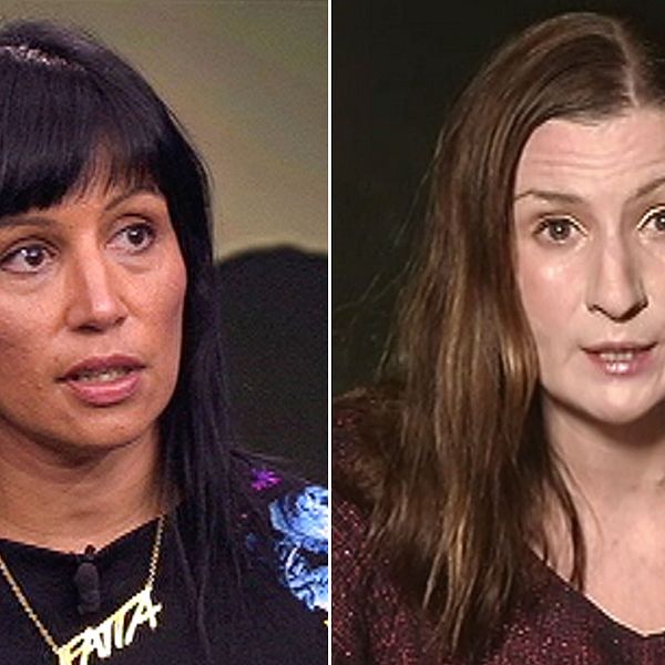 Rossana Dinamarca (V), till vänster, debatterade med Birgitta Ohlsson (L) i Aktuellt.