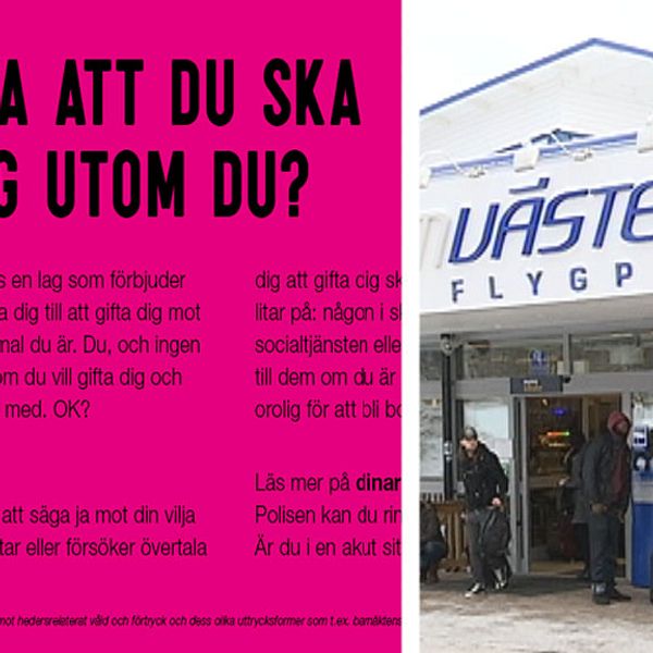 Kampanj mot tvångsgifte på Västerås flygplats.