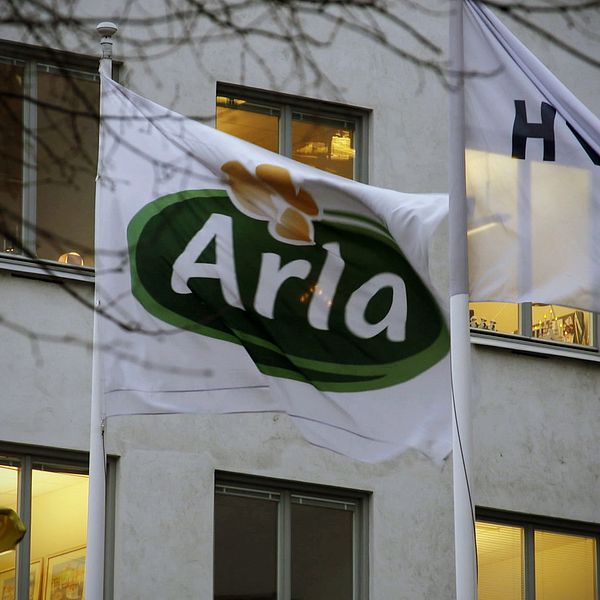 Arlas företagsflagga fladdrar i vinden utanför huvudkontoret i Stockholm.