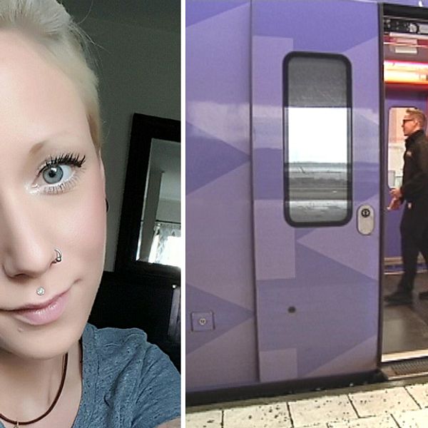 Linda Bernhardsson resenär på Skånetrafikens Pågatåg i Hallandsåstunneln.