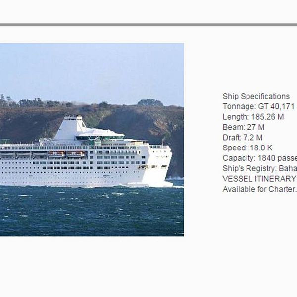 Skärmdump av Ocean Gala på US Shipbrokers hemsida