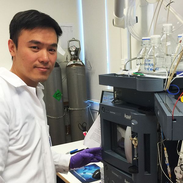Forskare Thanh Wang i labbrock på Örebro universitet