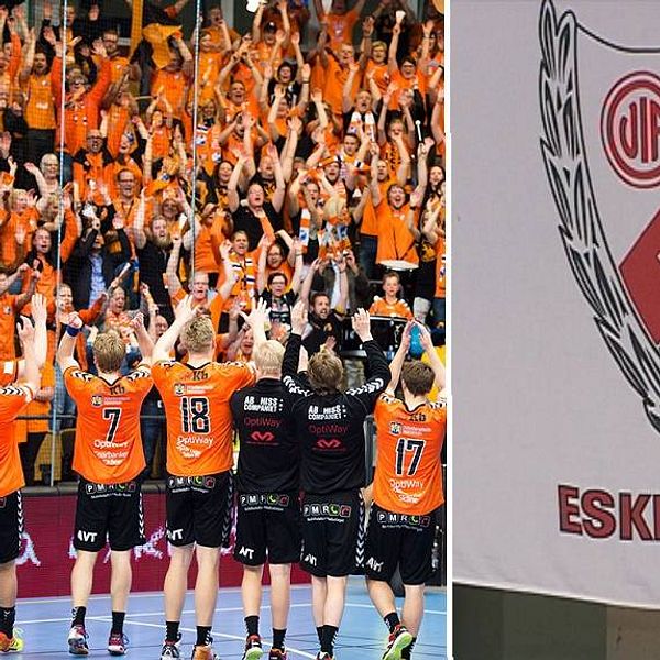 Montage IFK Kristianstads supportrar och Guifs logga
