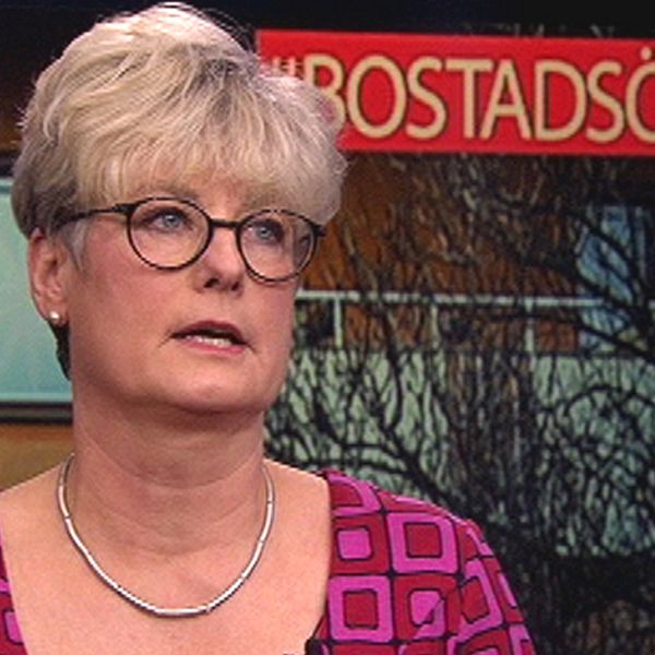 Marie Linder, ordförande för Hyresgästföreningen, i en debatt i Aktuellt.