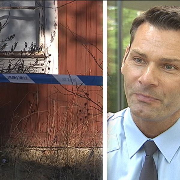 Splitbild på huset där det misstänkta mordet ska ha ägt rum samt biträdande regionspolischefen Michael Fetz.