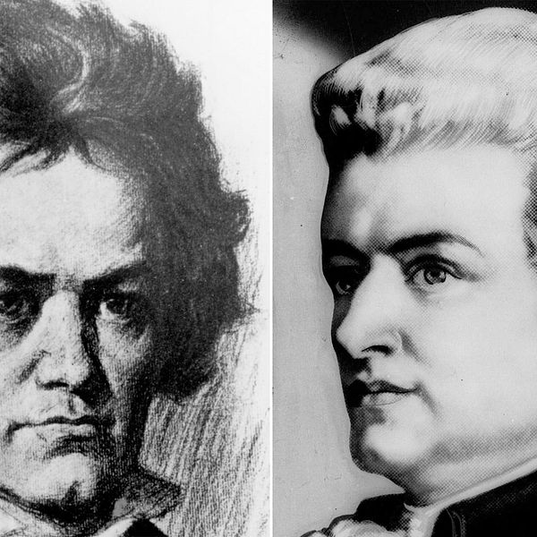 Beethoven och Mozart avbildade.