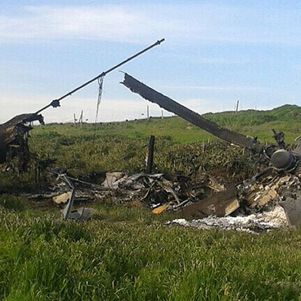 Rester av en nedskjuten azerisk helikopter i regionen.