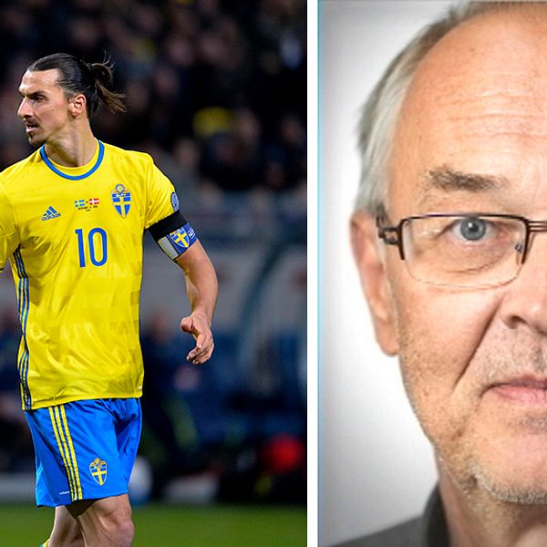 Zlatan Ibrahimovic iklädd landslagskläder. Nils Funcke.