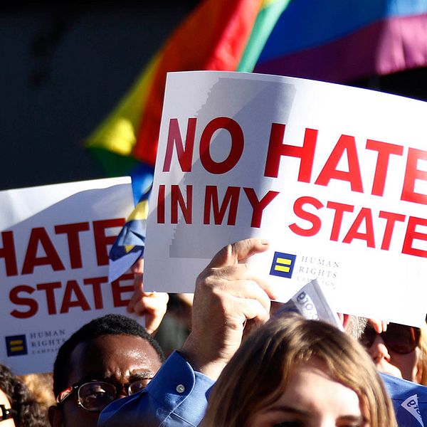 Protester mot den nya lagen i Mississippi.