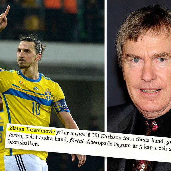 Zlatan Ibrahimovic och Ulf Karlsson. Skärmklipp från stämningsansökan.