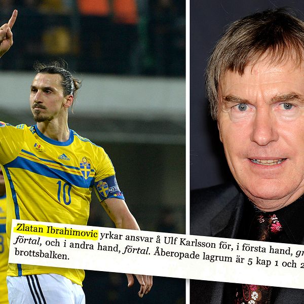 Zlatan Ibrahimovic och Ulf Karlsson. Skärmklipp från stämningsansökan.