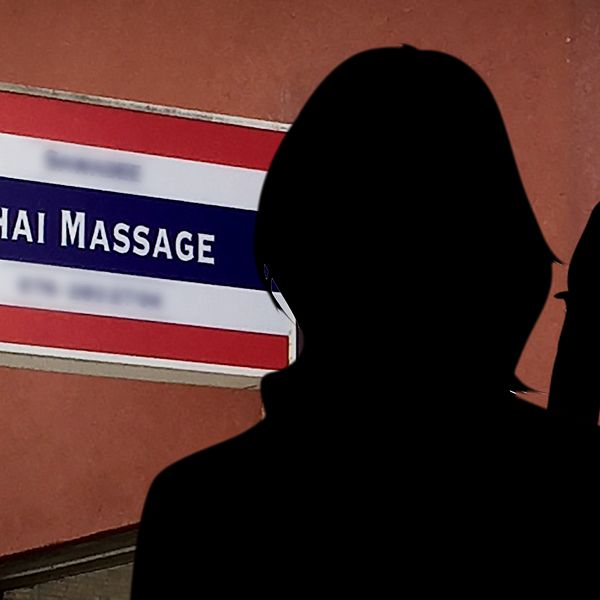 Skylt från thai-massage företagets lokaler i Uppsala