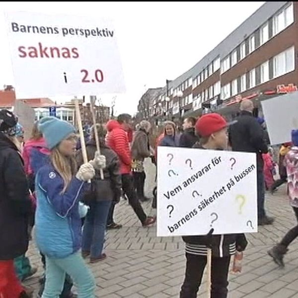 Demonstration i Kiruna våren 2015 mot skolnedläggningar