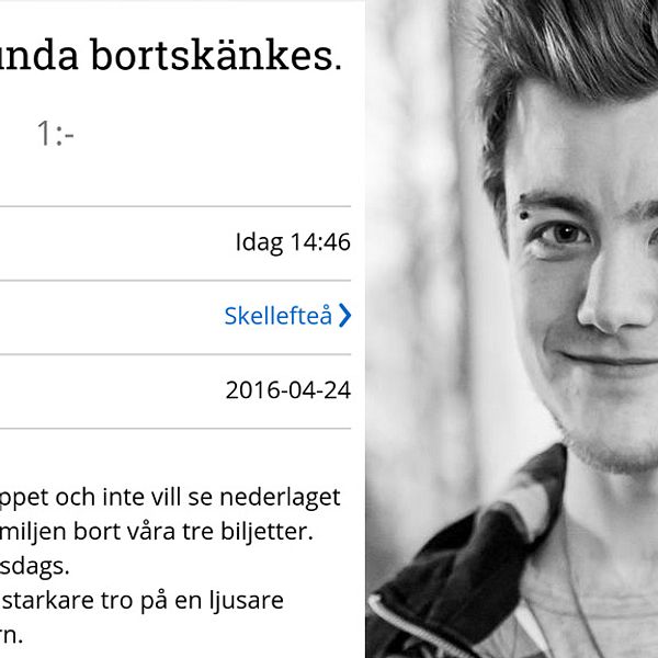 Skärmdump från annonsen som lurade flera personer att ringa Niklas Pigge Petersson i Skellefteå.