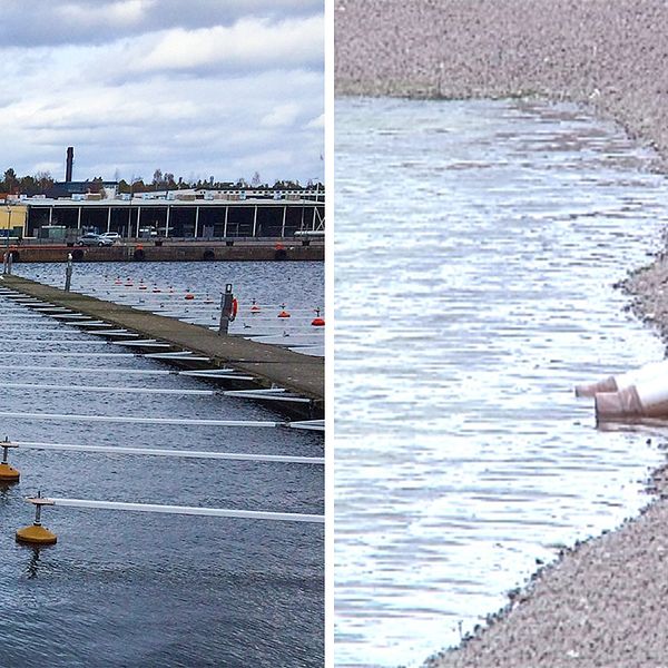 Vy över Oskarshamns hamn och rör vid den plats där muddermassorna ska förvaras.