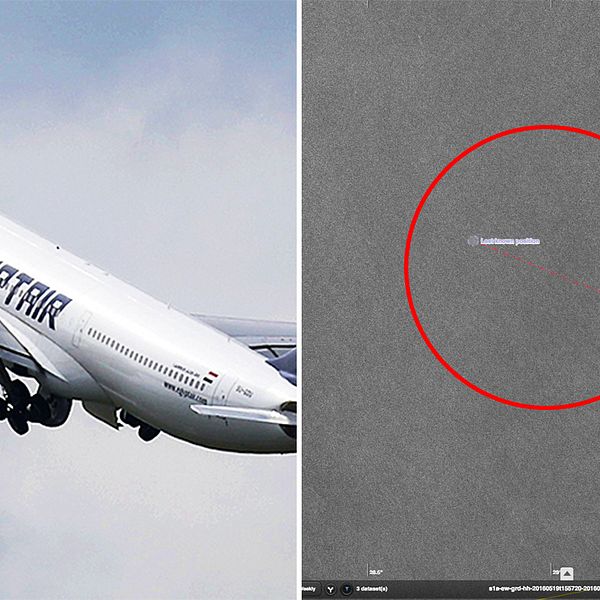 Egyptair. Oljefläck som tros komma från planet.