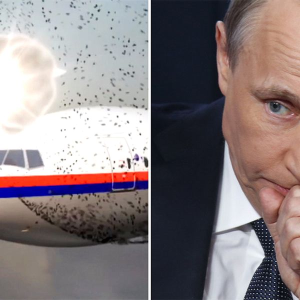 Stillbild ur rekonstruktionsvideo som visar hur MH17 blev nerskjutet. Rysslands president Vladimir Putin.