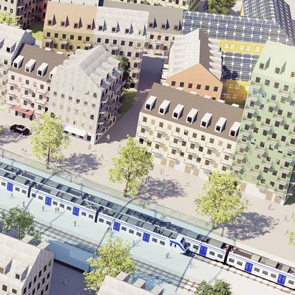 Illustratrion över möjliga bostäder längs sträckan Stockholm-Uppsala.