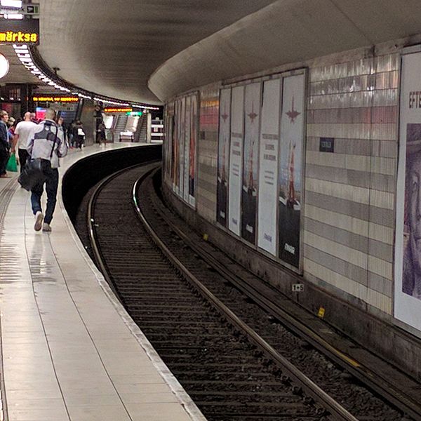Olycka i tunnelbanan i Stockholm.