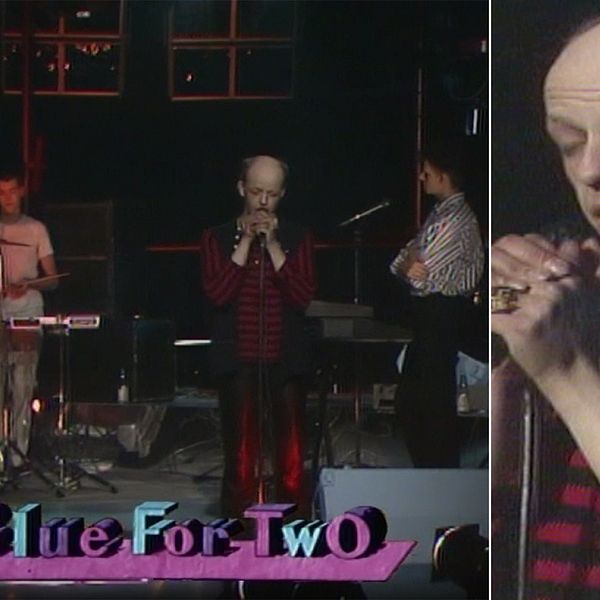 Freddie Wadling sjöng i bandet Blue For Two i SVT:s rockmusikprogram Gig, i februari 1987.