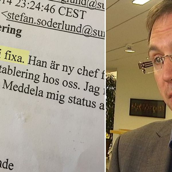 Peder Björk (S) och mejlet från Jörgen Berglund (M) till kommundirektören Stefan Söderlund.