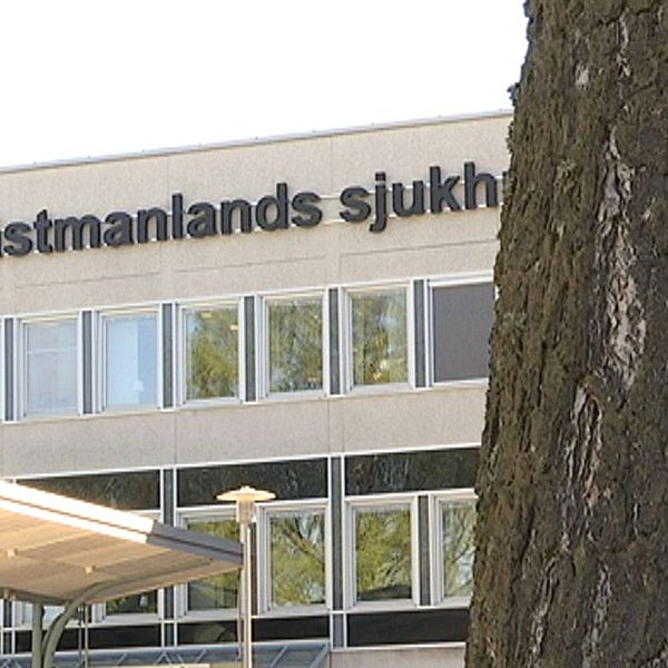 Björkstam framför Västmanlands sjukhus.